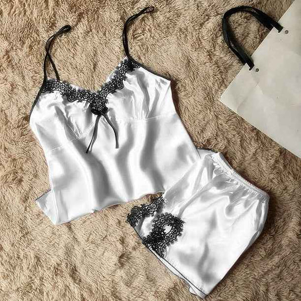Premium Imported Cami Sole Set – Contrast Lace Embroidered Nightwear