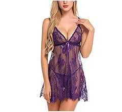 Imported Sexy Lace Lingerie Babydoll for Women – Sheer Nightwear Set with G-String | Model 8135