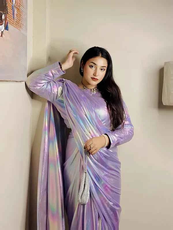 Rainbow Moonlight Saree Stitched By Aabirah Boutique