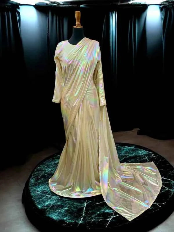 Rainbow Moonlight Saree Stitched By Aabirah Boutique