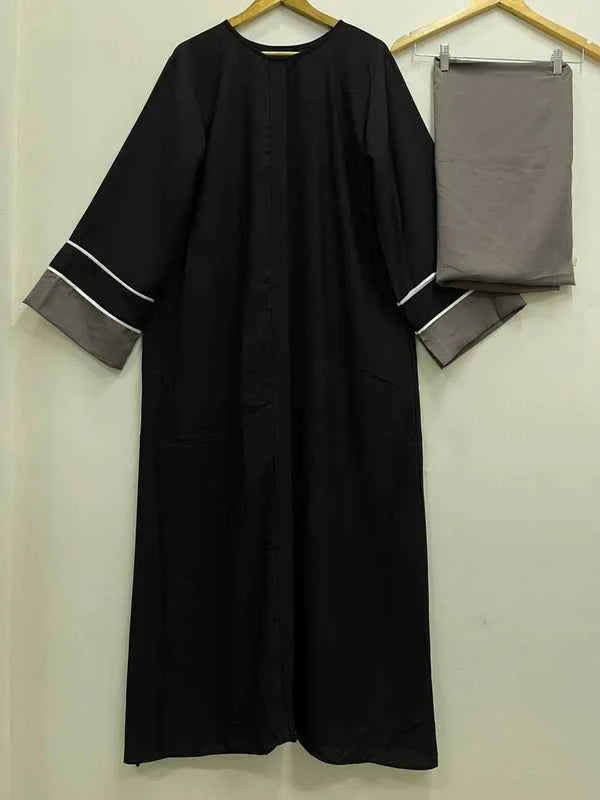 Black Contrast Abaya With Stroller