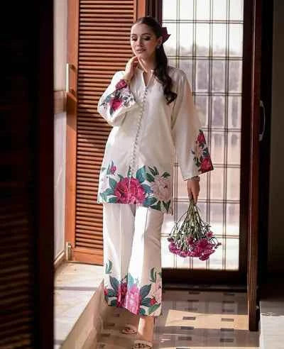Jasmine Printed Silk Cord Set 2Pcs