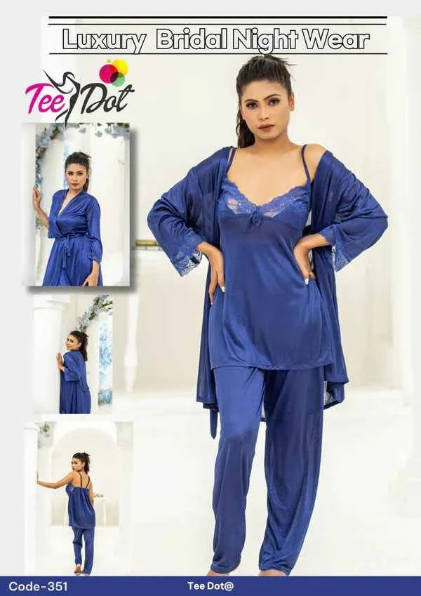 Luxury 3-Piece Silk Nightwear Set – Bridal Set Code-351