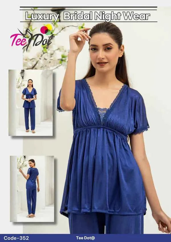 ilk Nightwear Duo – Top & Trousers with Lace Detail Premium PJ Set Code-352