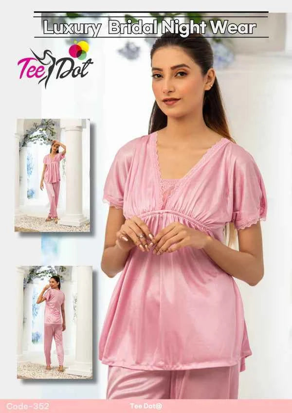 ilk Nightwear Duo – Top & Trousers with Lace Detail Premium PJ Set Code-352
