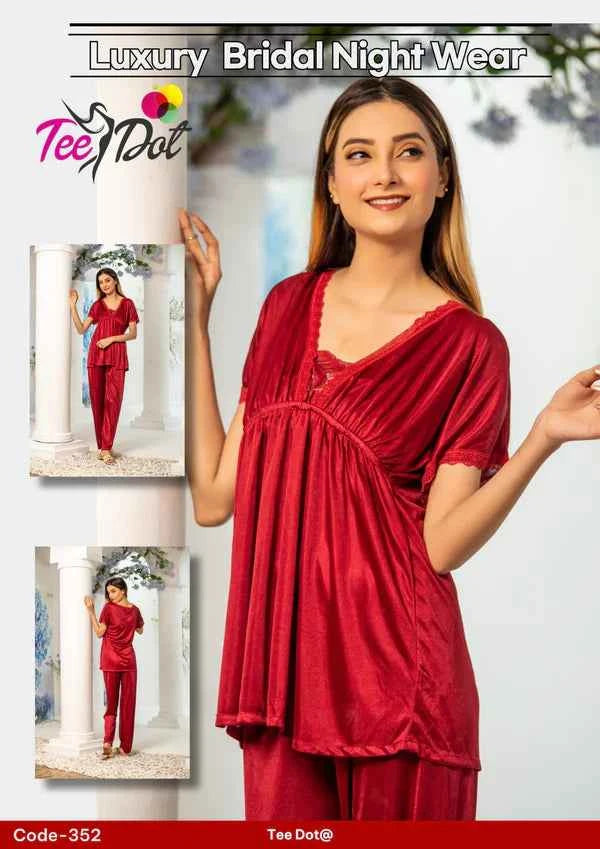 ilk Nightwear Duo – Top & Trousers with Lace Detail Premium PJ Set Code-352