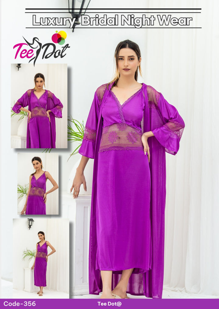 Silky Night Duo Gown & Inner 2 Piece Set | Style 356 - Aabirah Boutique