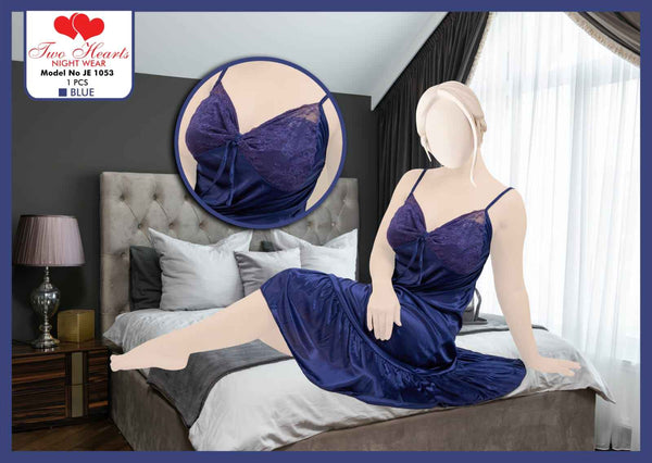 Women's Satin Lace Imported 1Pcs Nighty | Two Hearts Nightwear | Elegant Sleepwear & Lingerie