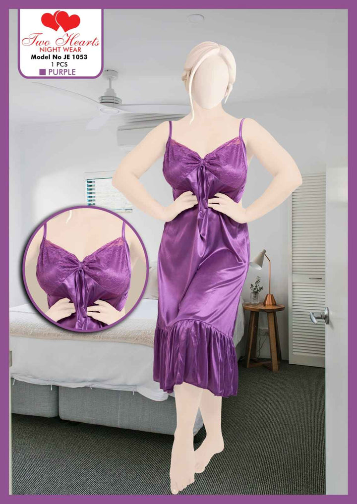 Women's Satin Lace Imported 1Pcs Nighty | Two Hearts Nightwear | Elegant Sleepwear & Lingerie