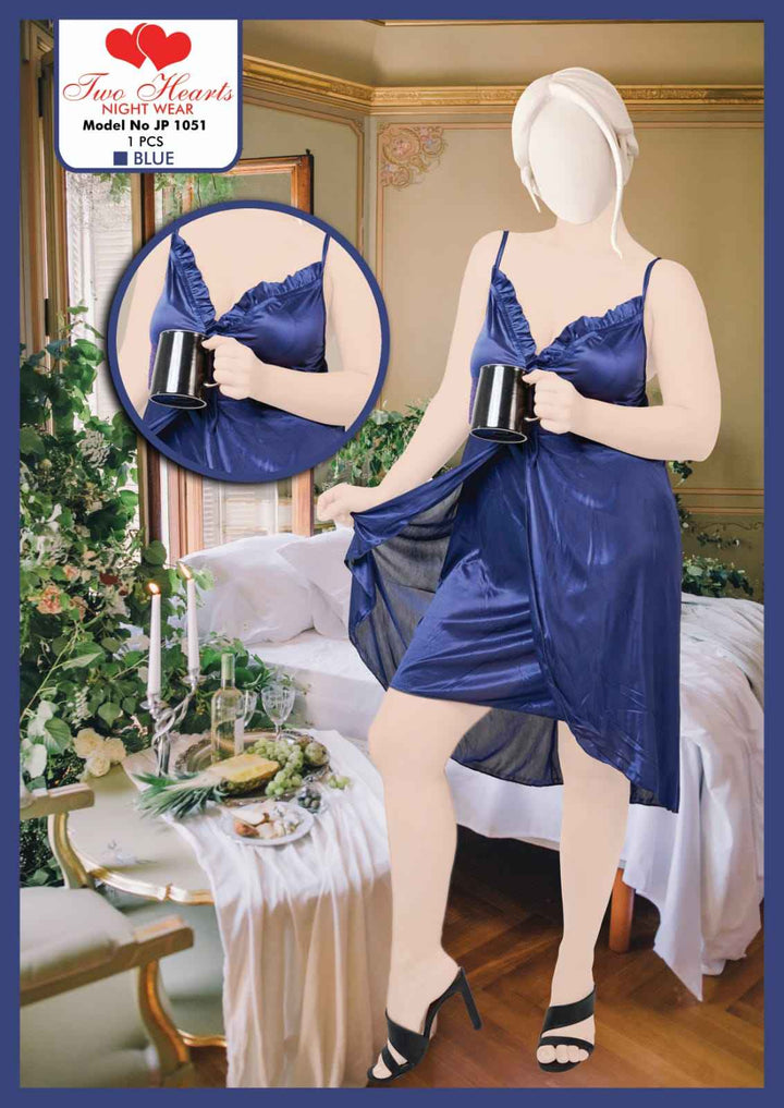 1 pcs Imported Satin Lace Nightwear for Women – Luxury Sleepwear Dress | Model JE 105
