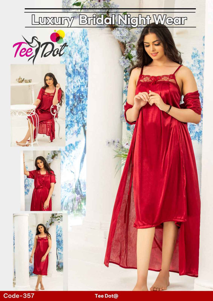 Stylish Bridal Nightwear Set – Luxury Satin Sleepwear for Women Code – 357
