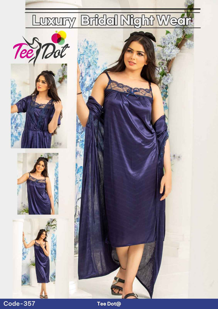 Stylish Bridal Nightwear Set – Luxury Satin Sleepwear for Women Code – 357