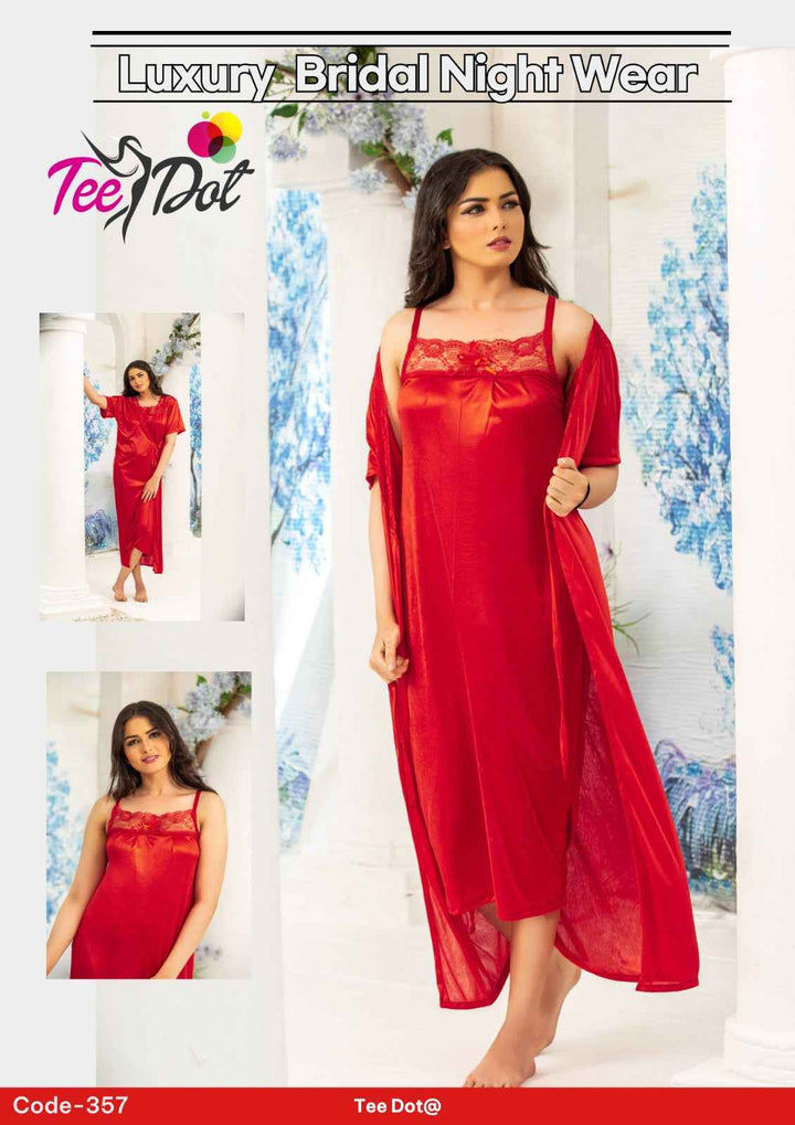Stylish Bridal Nightwear Set – Luxury Satin Sleepwear for Women Code – 357