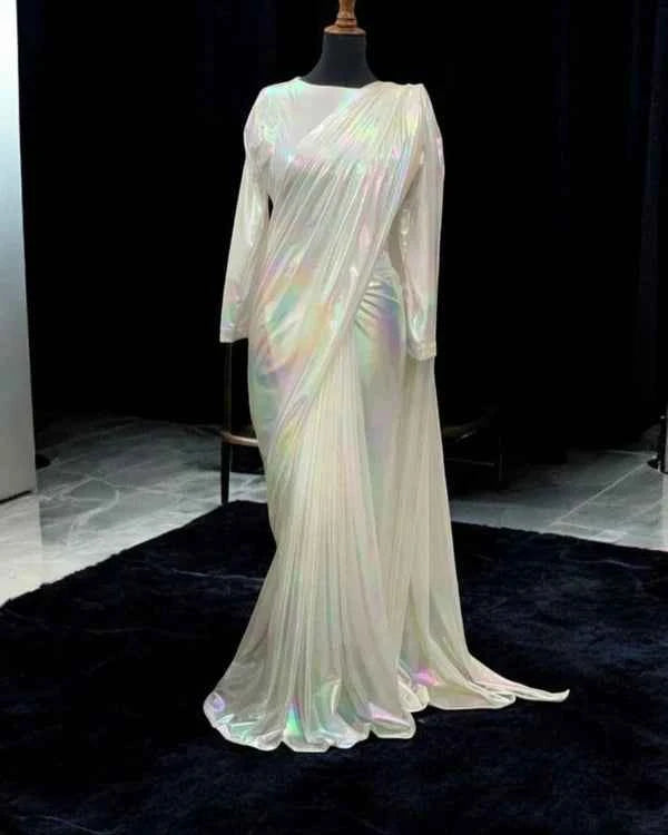 Rainbow Moonlight Saree Stitched By Aabirah Boutique
