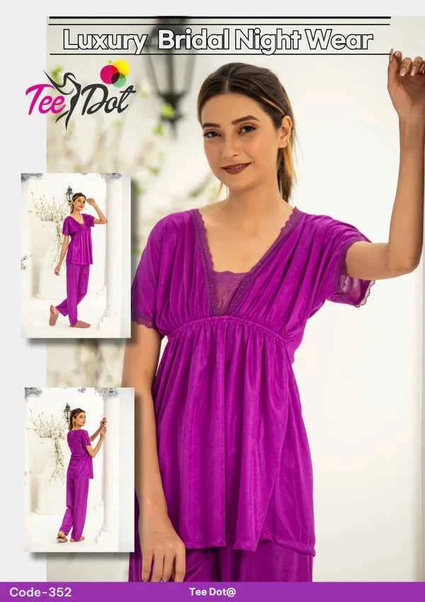 ilk Nightwear Duo – Top & Trousers with Lace Detail Premium PJ Set Code-352