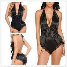 Imported Satin Lace Deep V Teddy – Sexy Sleepwear Romper for Women