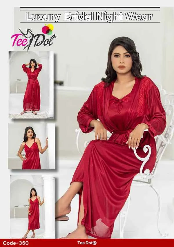 Soft Glow 2 Piece Bridal Nightwear Set – Satin & Lace Elegance-350