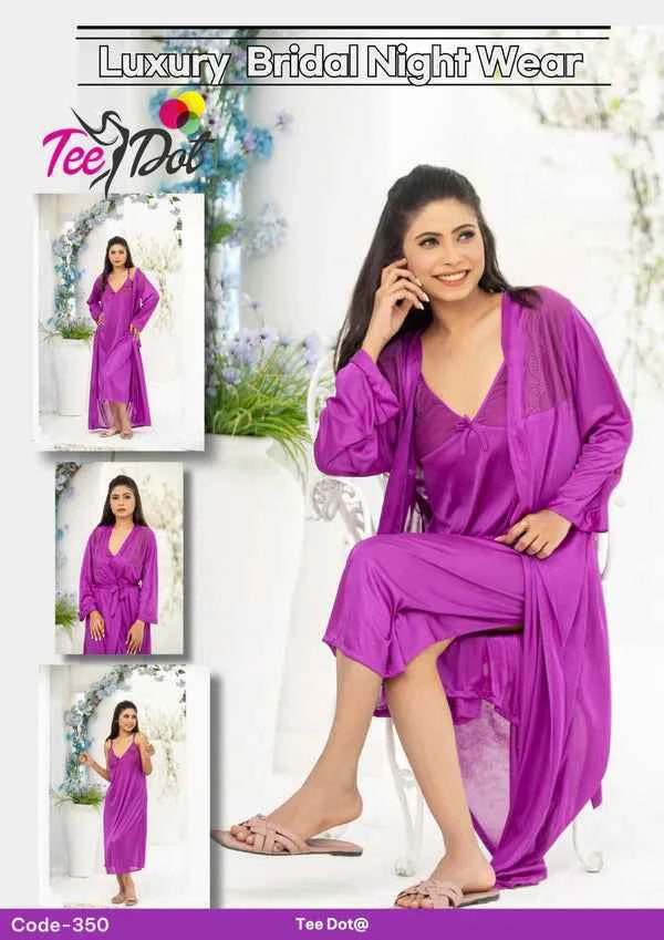 Soft Glow 2 Piece Bridal Nightwear Set – Satin & Lace Elegance-350