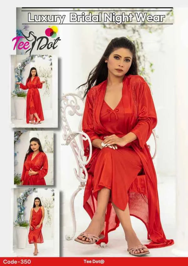 Soft Glow 2 Piece Bridal Nightwear Set – Satin & Lace Elegance-350