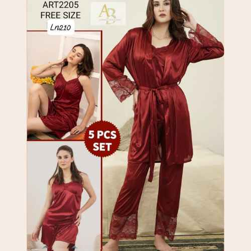 5Pcs Luxury Bridal Nighty Set